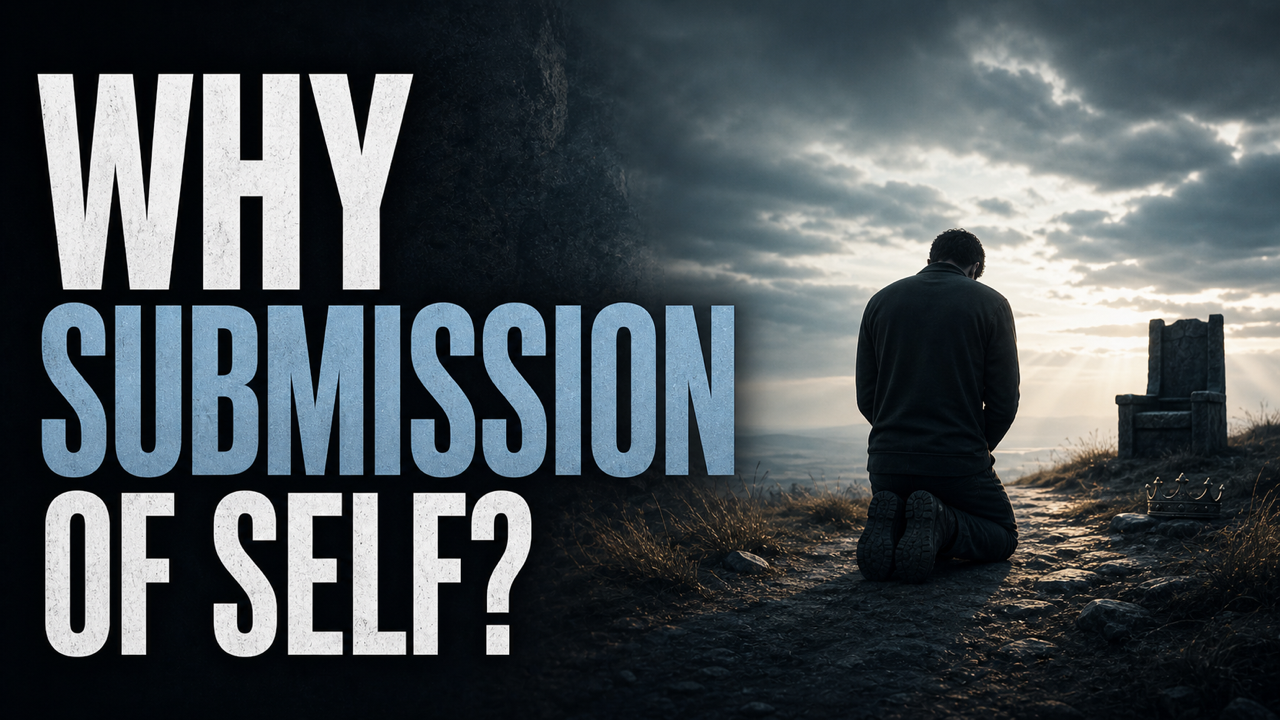 Person kneeling in quiet reflection with the text Why Submission Of Self?